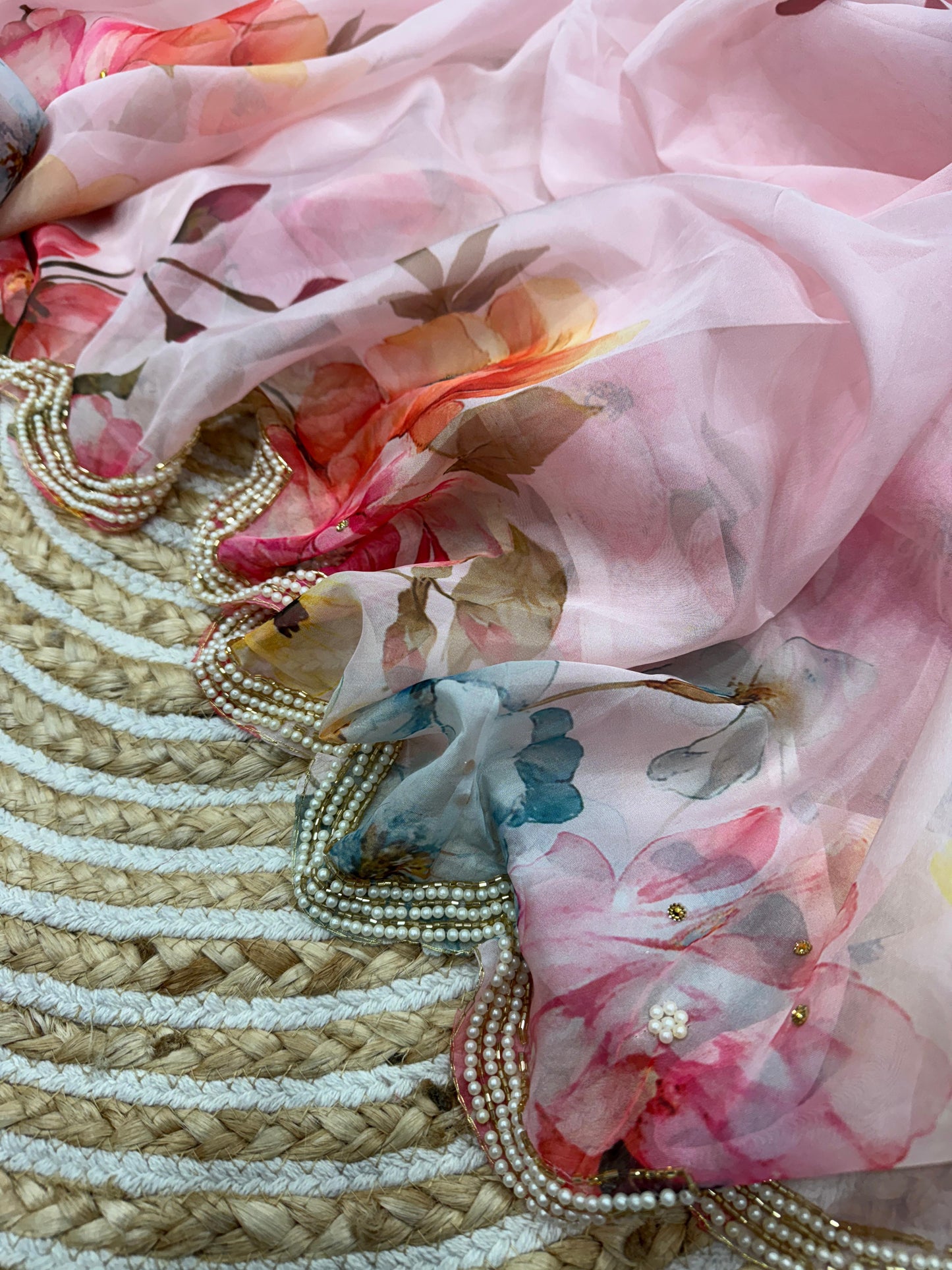 Soft Tebby silk floral print saree with blouse (Delivery in 25 to 28 days )