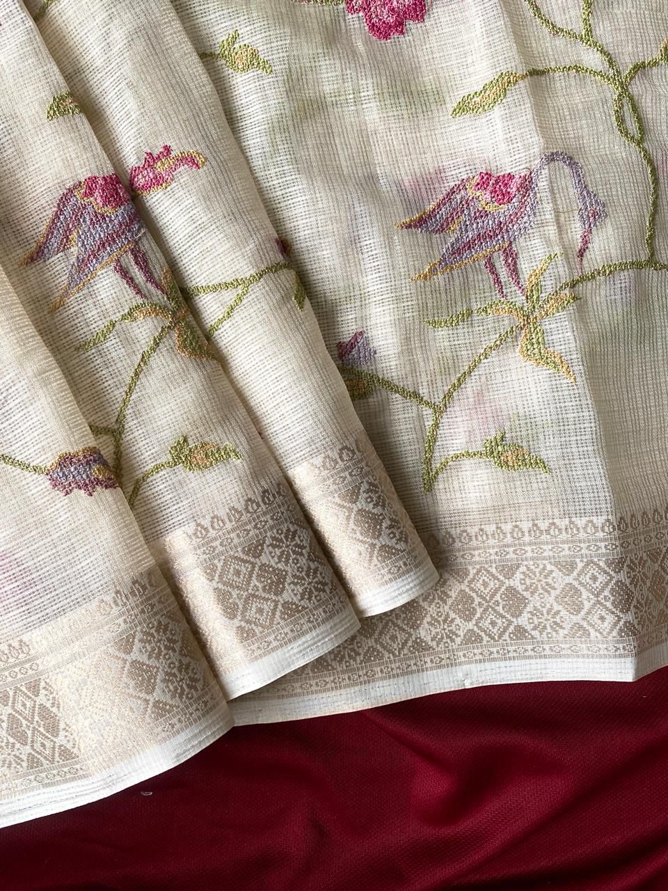 Kota saree with beautiful Embroidery (Delivery in 20-25 working days )
