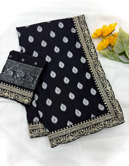 Beautiful Georgette saree with Stitched blouse (Delivery in 25-28 days )