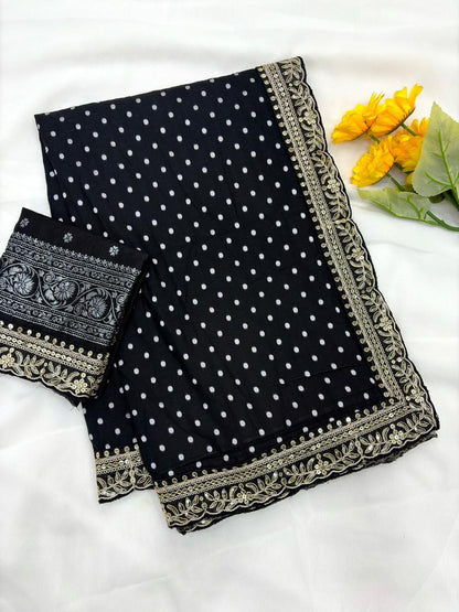 Linen saree with stitched blouse (Delivery in 25-28days )