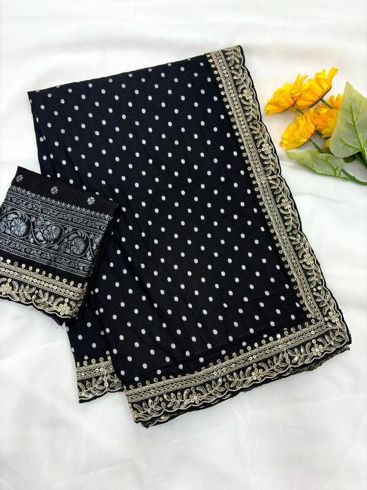 Linen saree with stitched blouse (Delivery in 25-28days )