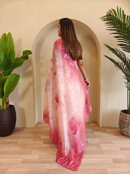 Organza saree with stitched blouse (Delivery in 25-28 days )