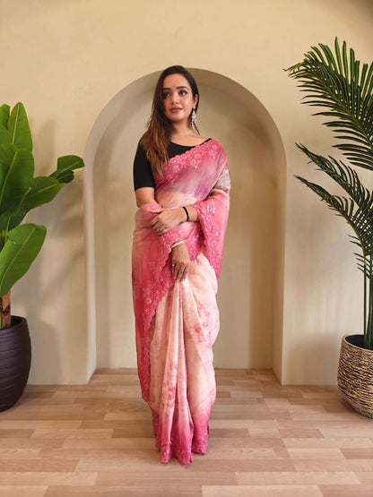 Organza saree with stitched blouse (Delivery in 25-28 days )