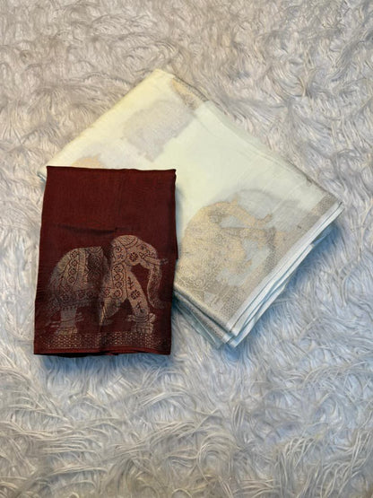 Soft Khadi silk saree with blouse (Delivery in 25 to 28 days )