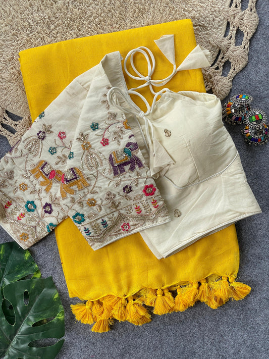 Beautiful Khadhi cotton saree with blouse ( Delivery in 20-25 working Days)