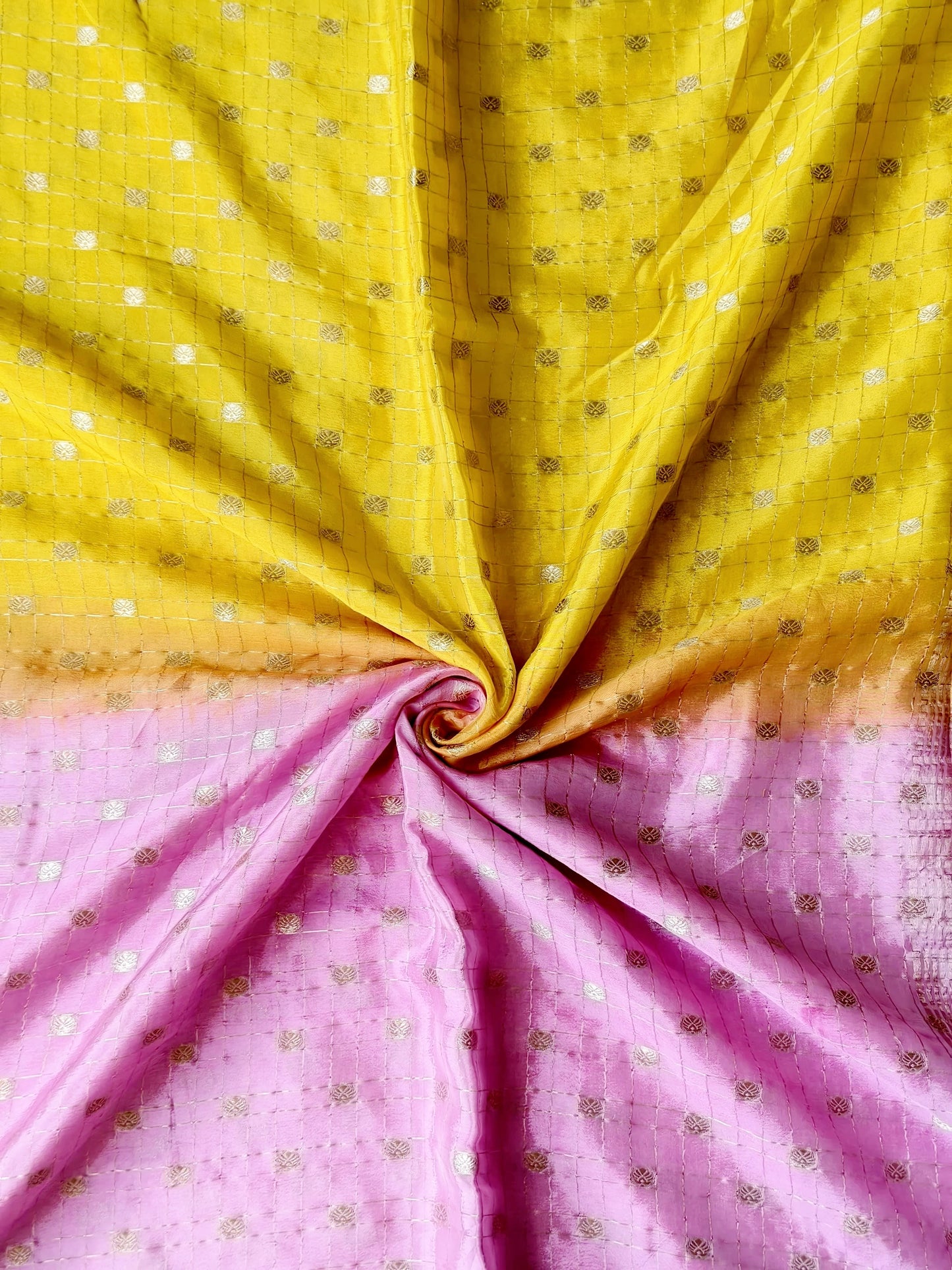 Beautiful Chinon silk saree with stitched blouse