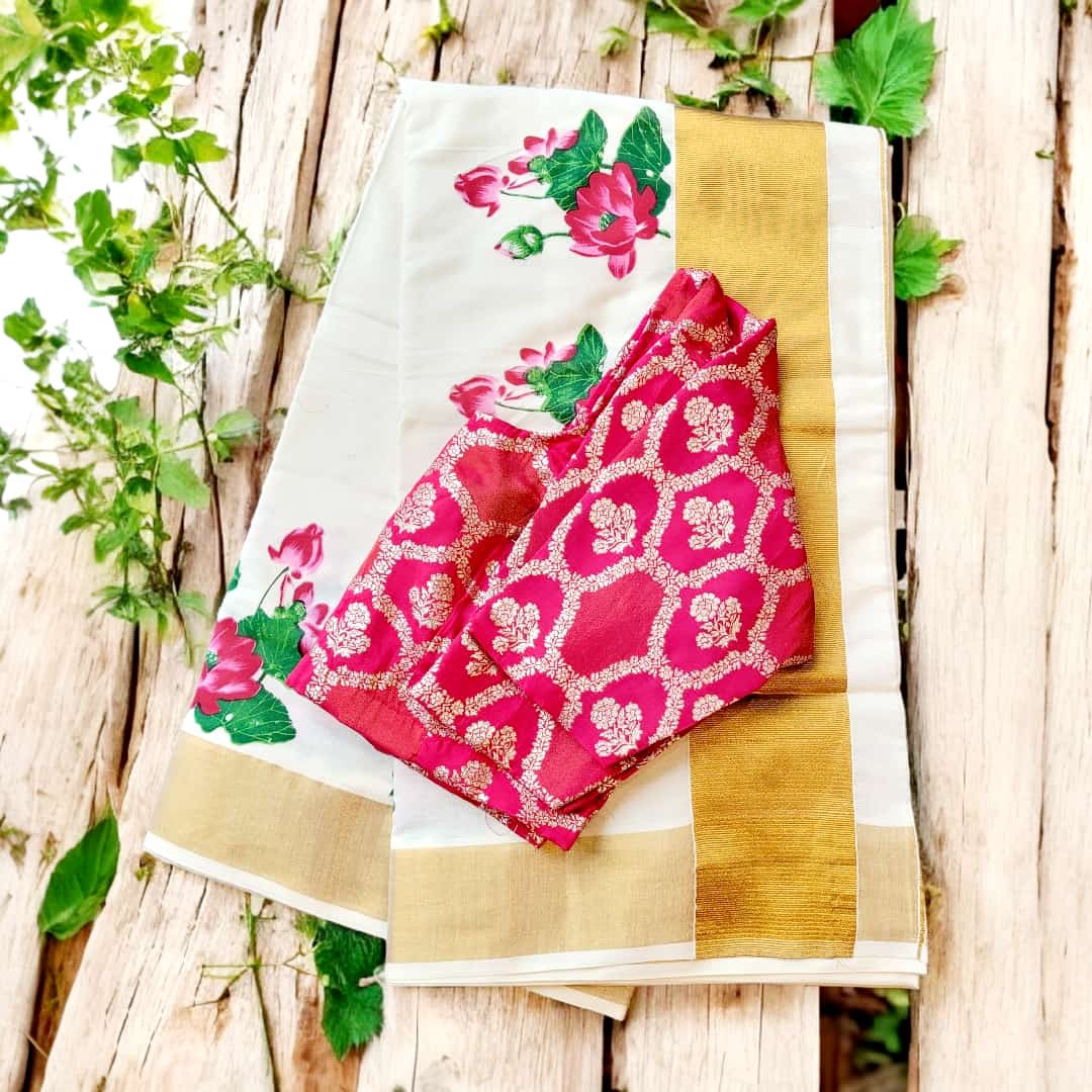 Ready to wear Set saree  with stitched blouse (Delivery in 3-8days )