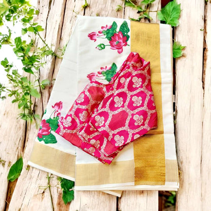 Ready to wear Set saree  with stitched blouse (Delivery in 3-8days )