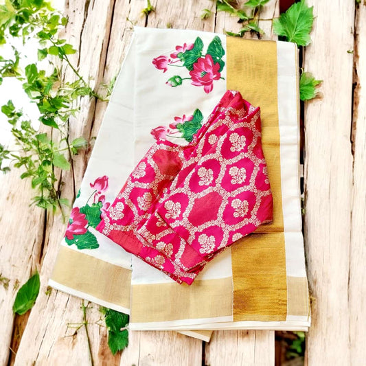 Ready to wear Set saree  with stitched blouse (Delivery in 3-8days )