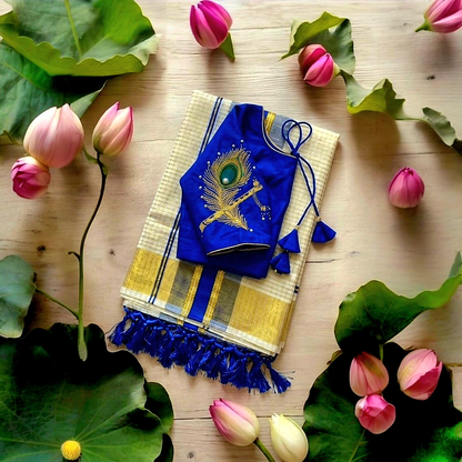 Traditional set saree with stitched blouse (Delivery in 25 to 28 working days)