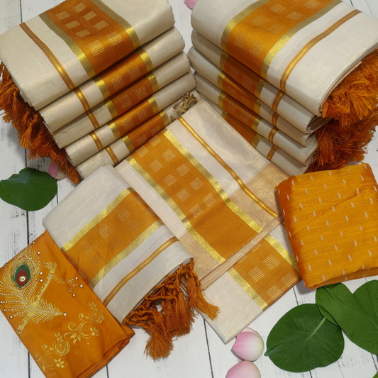 Tissue silk set mundu (Delivery in 20-25 working Days)