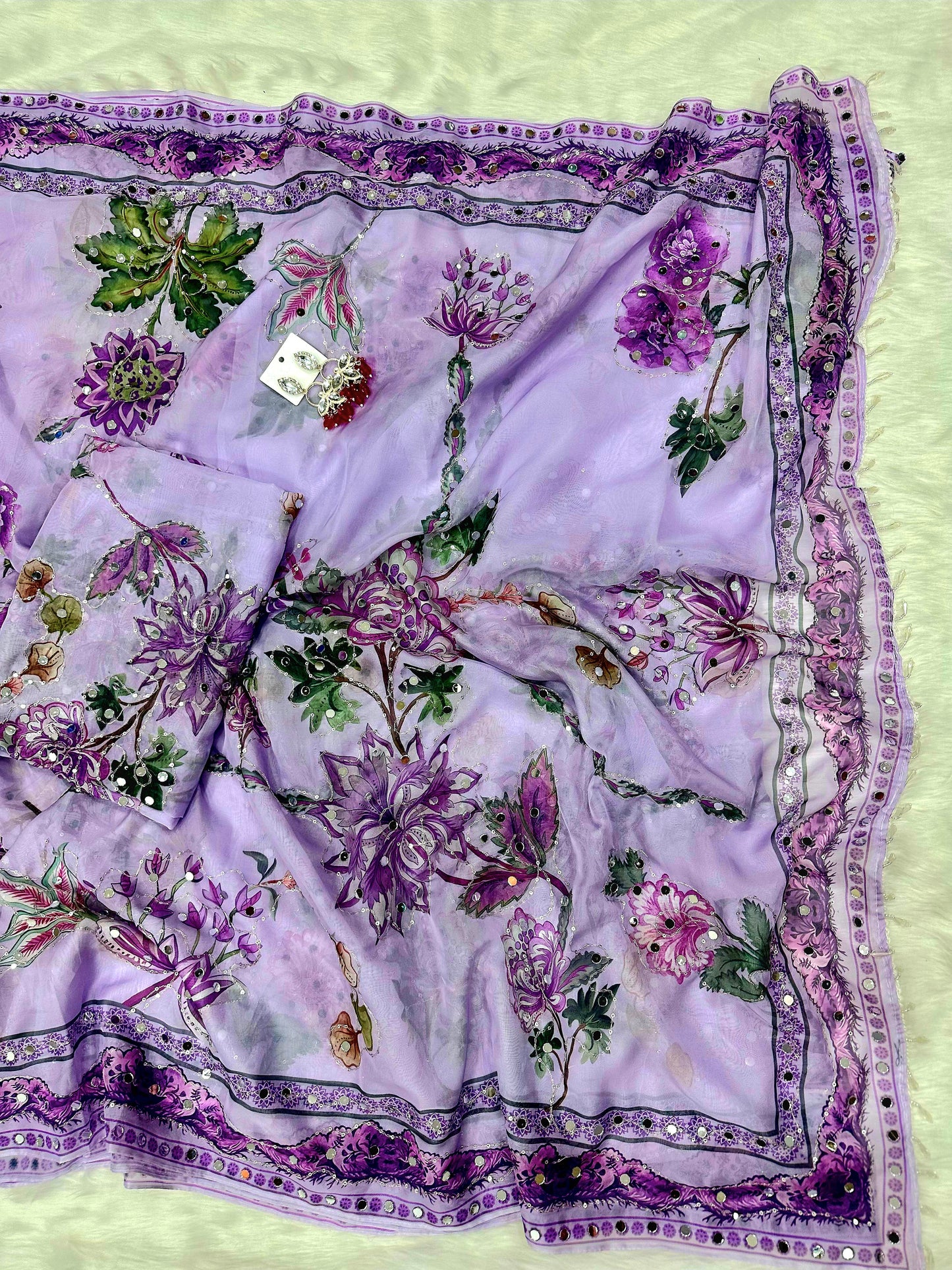 Beautiful Tebi silk saree with  stitched blouse