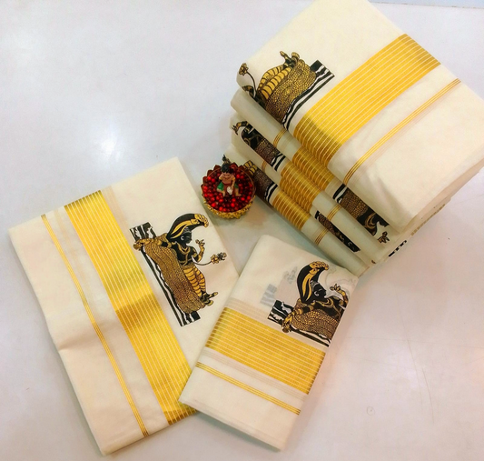 Beautiful cotton Traditional set  mundu (Delivery in 20-25 working Days)