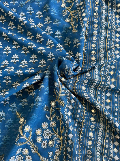 Beautiful Georgette designer saree with stitched blouse (Delivery in 28 -30 days)