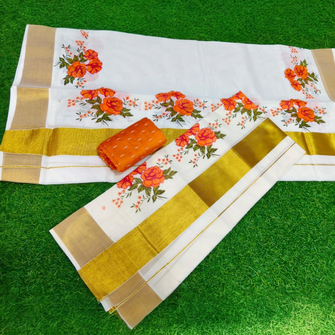 Tissue  silk set mundu (Delivery in 25 -30 days )