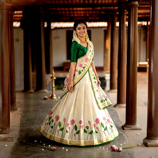Traditional Dhavani set full stitched  ( Delivery in 25 -28 days )