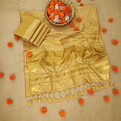 Most demanding onam special Tissue silk saree with stitched blouse (Delivery in 20-25 working Days)