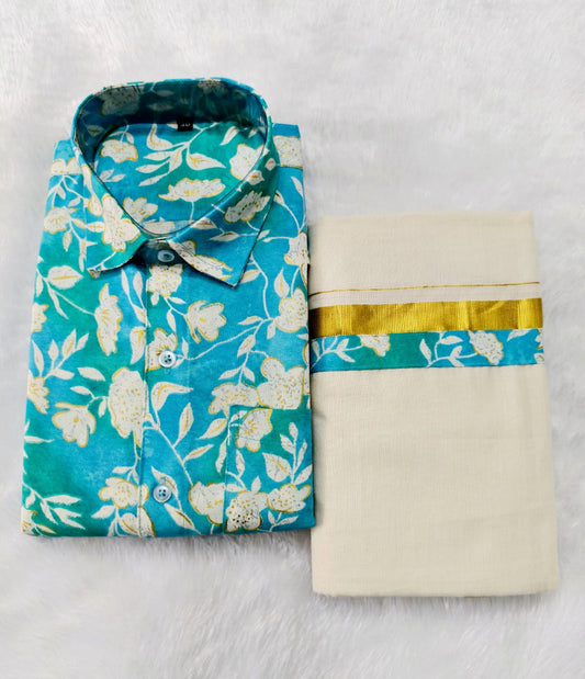 Pre Order: Men's Cotton Printed - Kurta and Dhoti