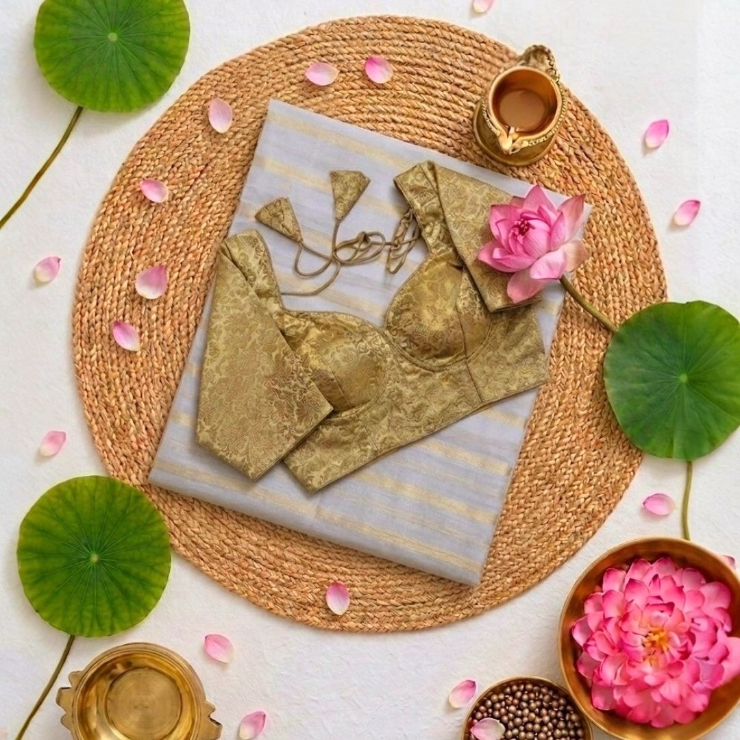 Set saree with stitched blouse (Delivery in 23-25days, )