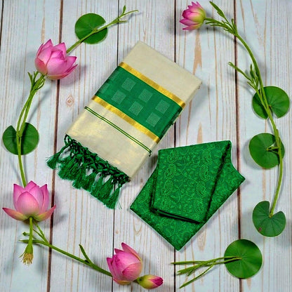 Tissue silk set saree with blouse (Delivery in 23 -25 days )