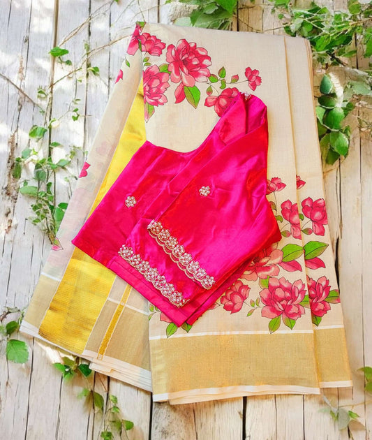 Ready to wear set  saree with stitched blouse(Delivery in 3-7days )
