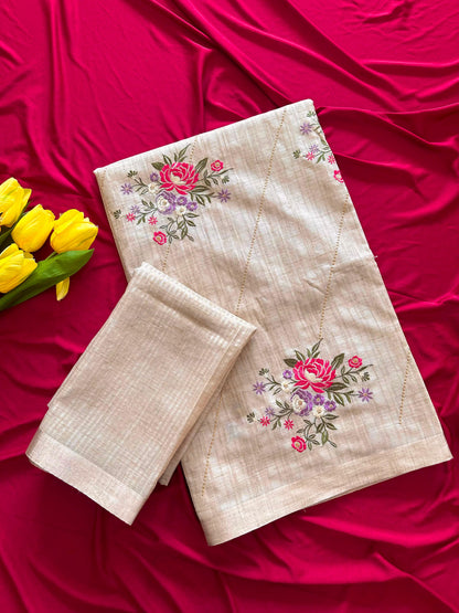 Beautiful Tussar silk  saree with stitched blouse (Delivery in 23 -25 days )