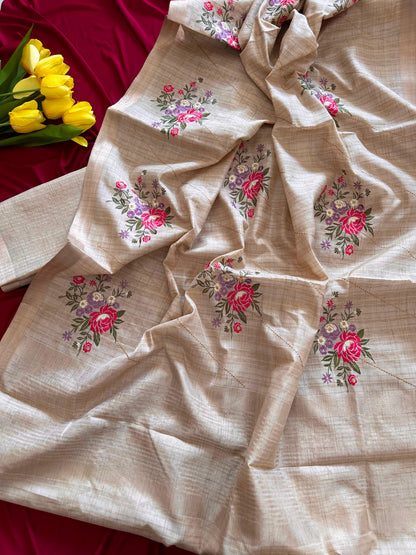 Beautiful Tussar silk  saree with stitched blouse (Delivery in 23 -25 days )