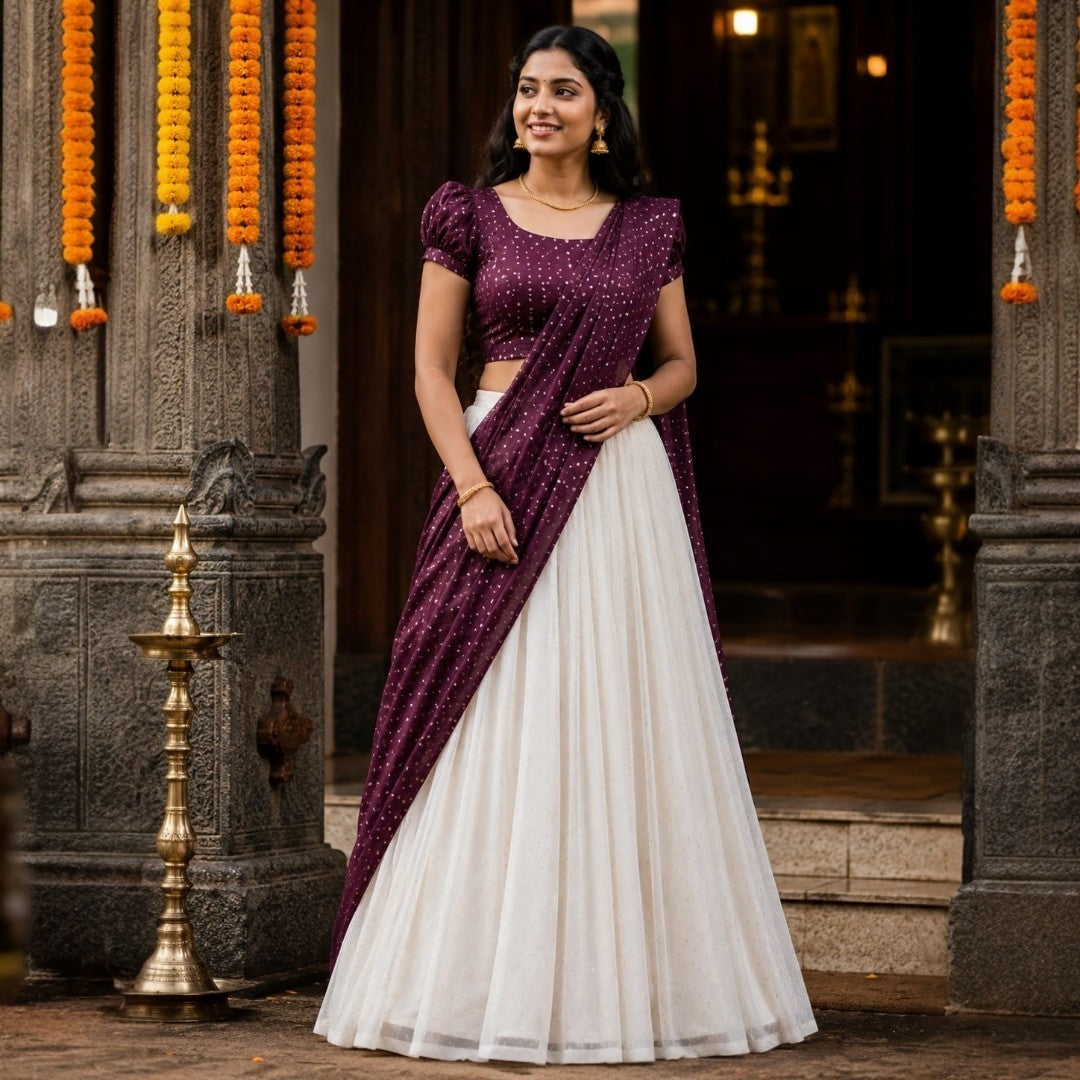 Fully Stitched Dhavani set Preorder (Delivery in 20-25 working Days)
