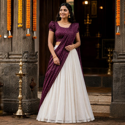 Fully Stitched Dhavani set Preorder (Delivery in 20-25 working Days)