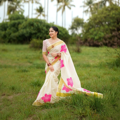 Cotton Saree with Stitched Blouse(Delivery in 18-23 days )