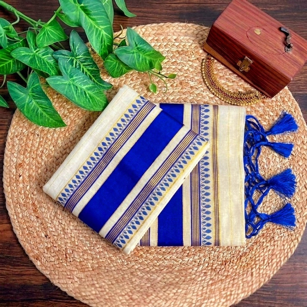 Kerala Tissue Silk Set Mundu(Delivery in 3-5 days )