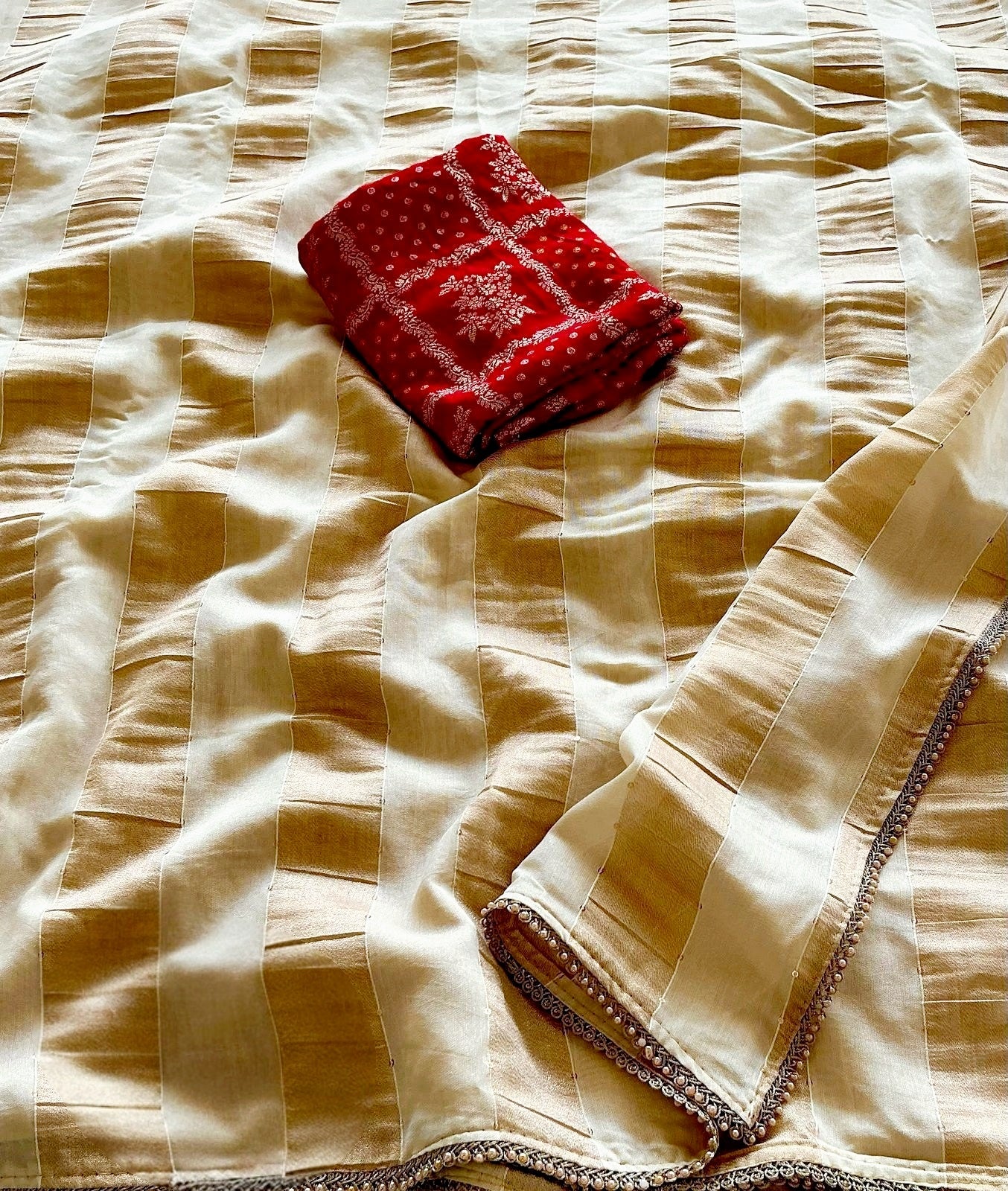 Chanderi silk saree with stitched blouse (Delivery in 18-24 days )