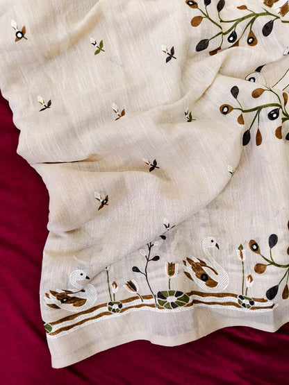 SOFT LINEN SAREE with stitched blouse (Delivery in 18-24 days )
