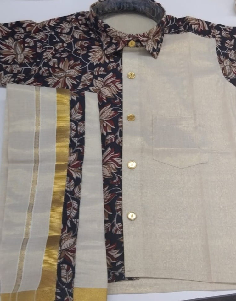 Kids boys  Silk shirt  and Dhoti (Delivery in 3-5 days ))