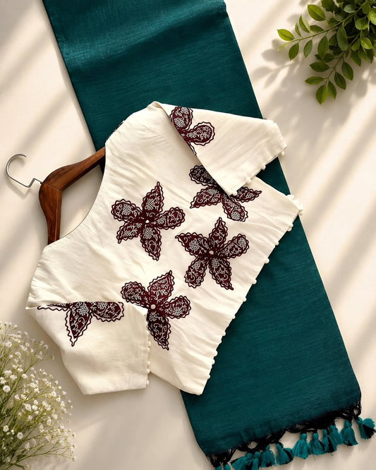 Khadi cotton saree  with blouse (Delivery in 15  -24 days )