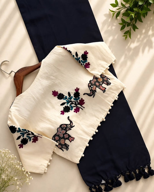 Khadi cotton saree with stitched blouse (Delivery in 15-2days ) days )