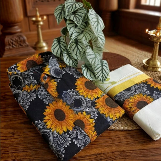 Men's  printed Cotton Shirt and Dhoti( Delivery in 15-23days )
