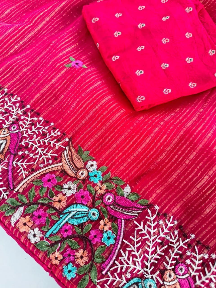 Beautiful chiffon saree with blouse (Delivery in 25-30 working Days)