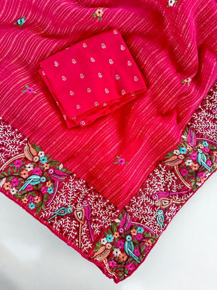 Beautiful chiffon saree with blouse (Delivery in 25-30 working Days)