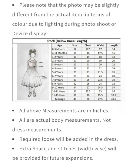 Kids Grirls Frock (Delivery in 2-3days )