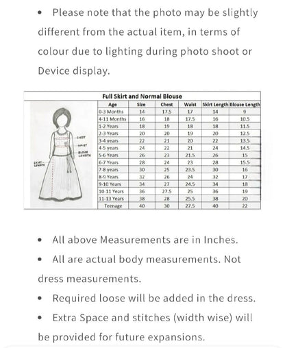 Kids Girls full skirt and Top (Delivery in 5-7days)