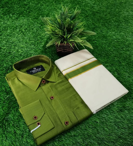 Pre Order: Men's Slub Silk - Shirt and Dhoti