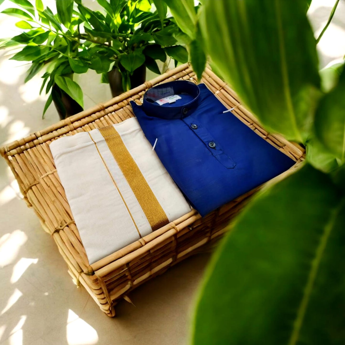 Pre Order: Slub Silk Kurta and Dhoti For Boys