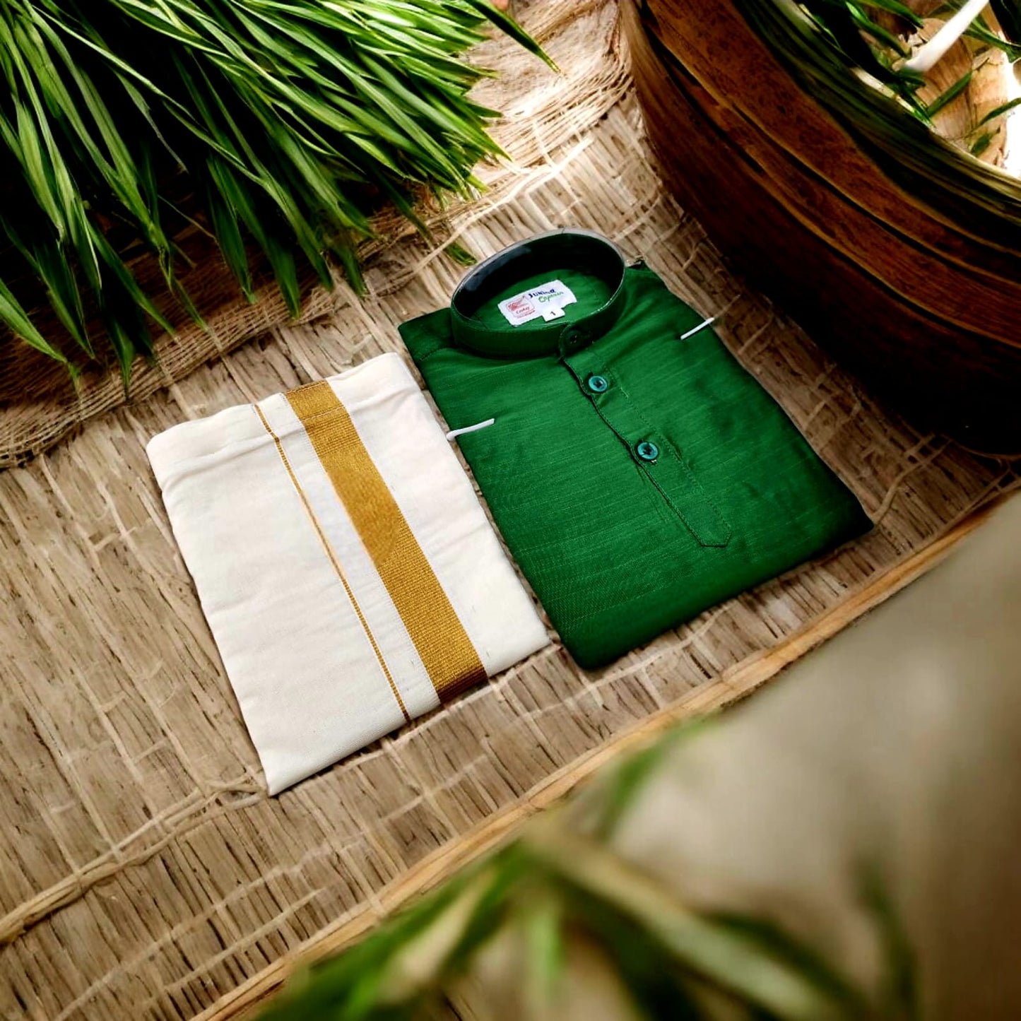 Pre Order: Slub Silk Kurta and Dhoti For Boys