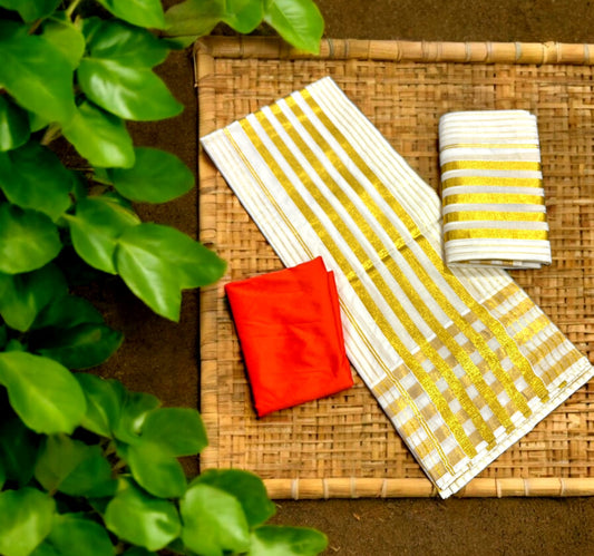 Pre Order: Tissue Silk Set Mundu,Delivery in 15 -20 days
