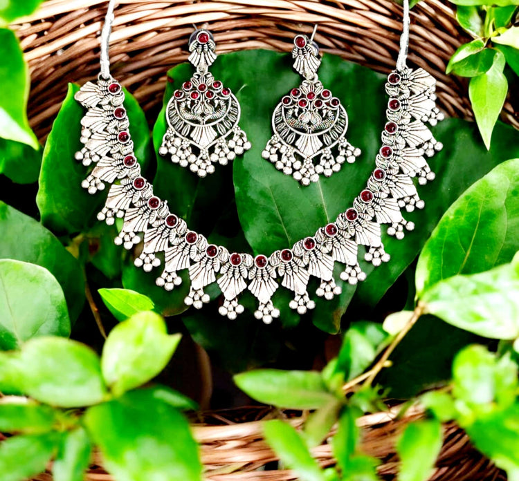 Oxidised Silver Necklace Set