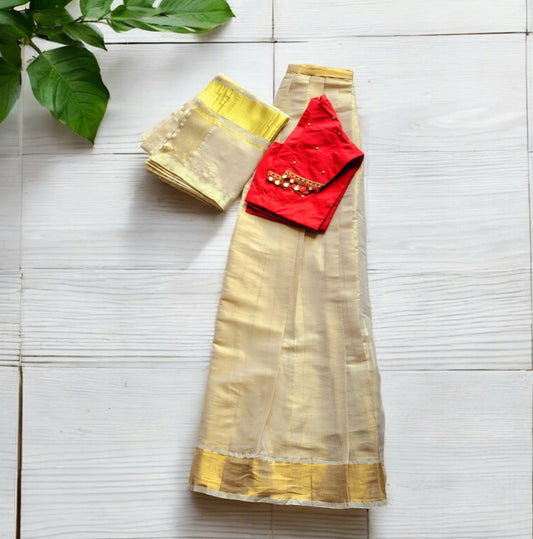 Traditional Dhavani Set with Stitched Blouse