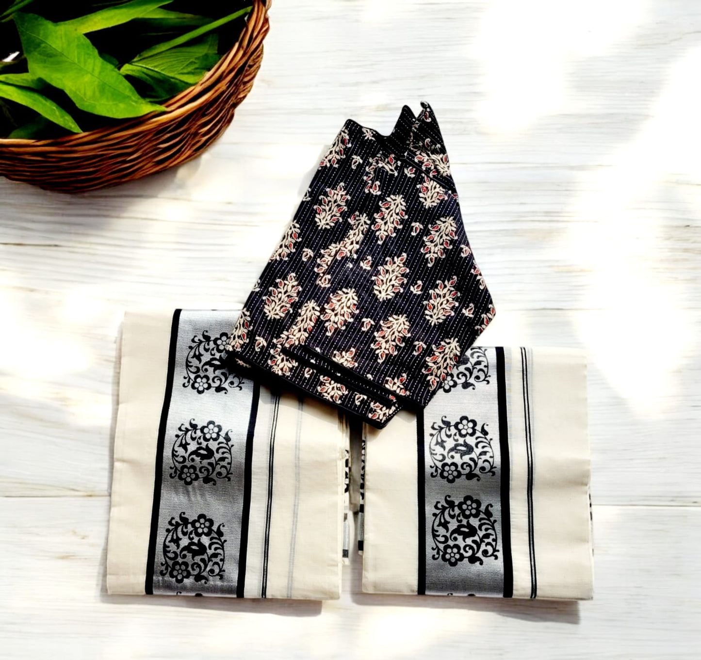 Cotton Set Mundu with Stitched Blouse